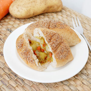 บันโฮลวีทไส้แครอทมันฝรั่งผัดผงกะหรี่ (บันคู่) | Whole Wheat Bun filled with Stir-Fried Carrot & Potato in Curry Powder
